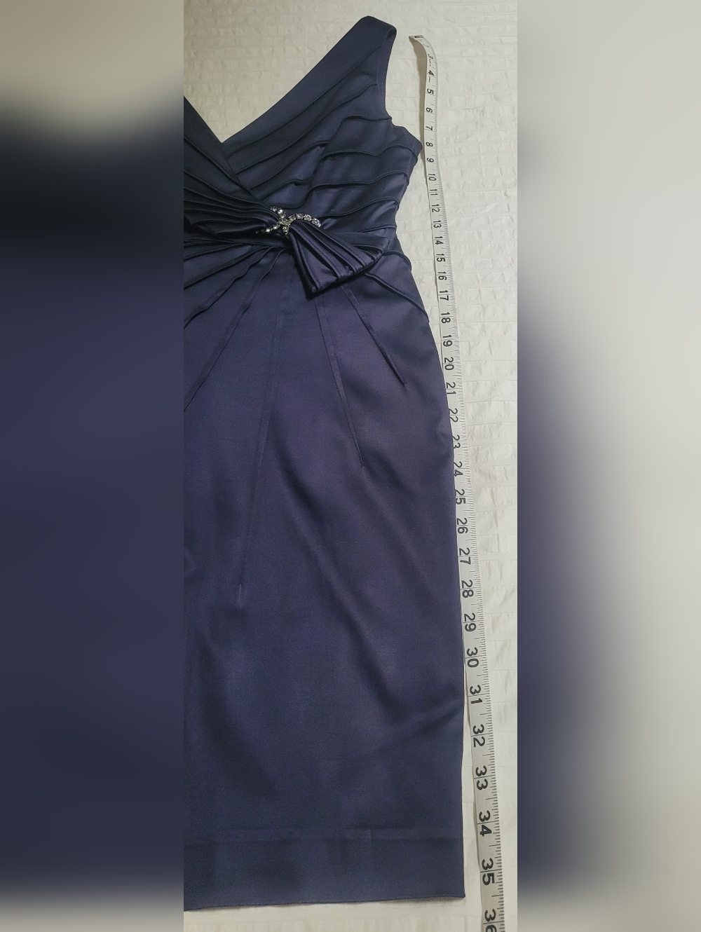 Jones New York Eggplant Sleeveless V-Neck Cocktail Dress with Rhinestone Detail - Picture 7 of 7